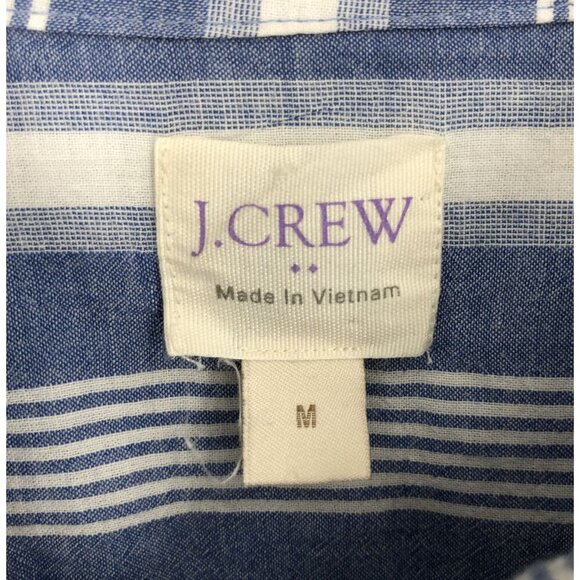 J.Crew Women's Striped Tie-Waist Shirt M Blue White Button Up Preppy Coastal - Picture 3 of 7